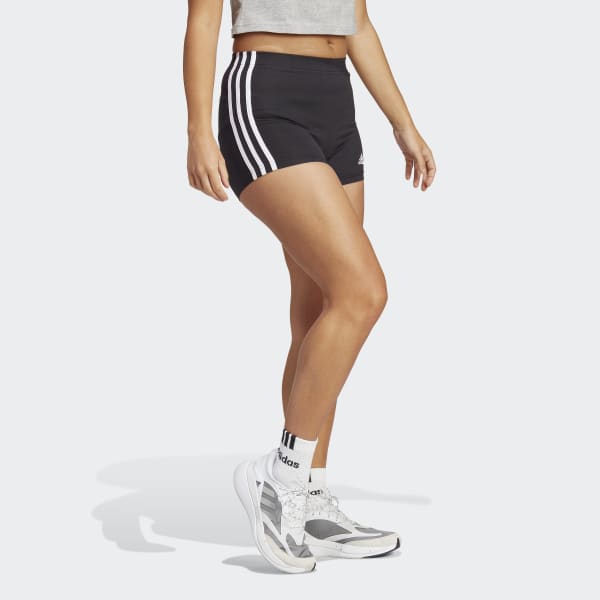 Black Essentials 3-Stripes Single Jersey Booty Shorts
