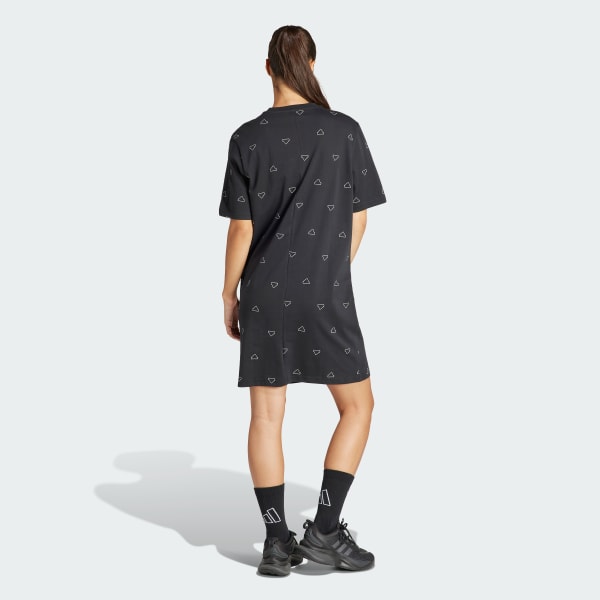 Negro Vestido Remera Essentials Monogram Single Jersey Boyfriend Estampado