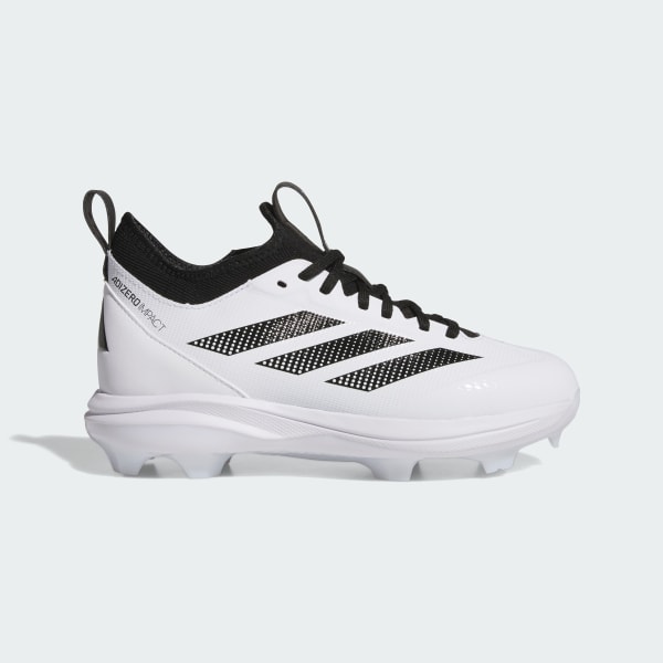 White Adizero Impact 2.0 TPU baseball Cleats Kids