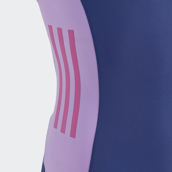 Blau Cut 3-Streifen Badeanzug