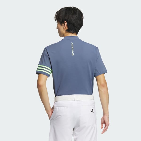 ブルー 【ゴルフ】3ストライプス メッシュベントモック