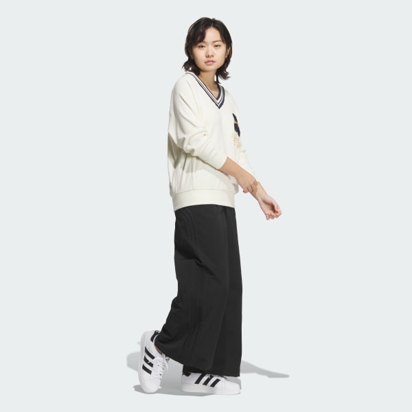 White Collegiate V-Neck Sweatshirt