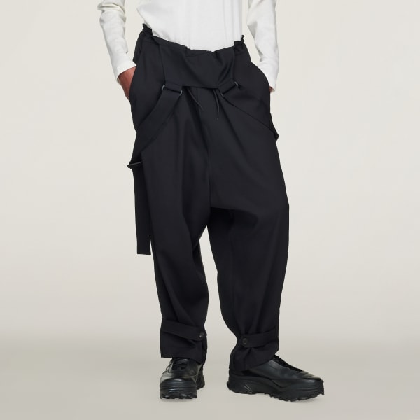 ブラック Y-3 RAYON TWILL SUSPENDER PANTS