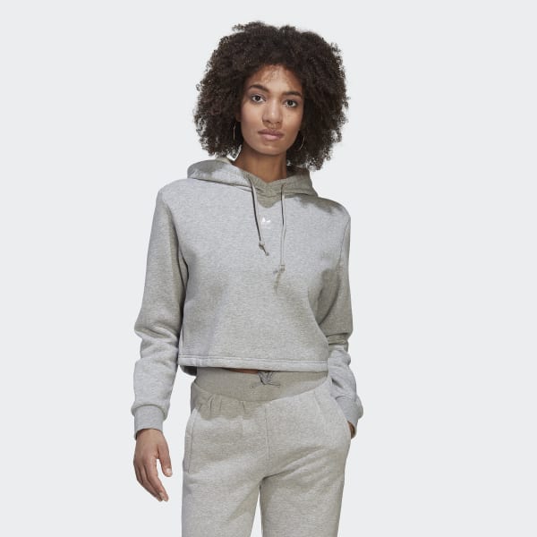 adidas Adicolor Essentials Crop Fleece Hoodie - Grey | Women's ...
