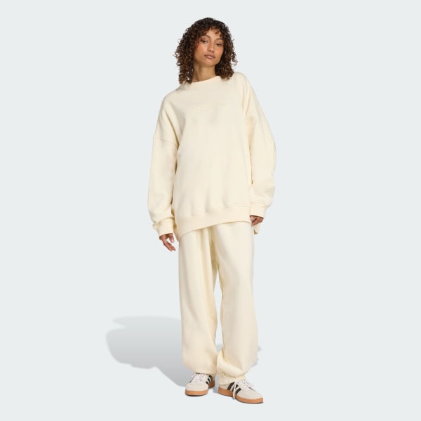 Blanc Sweat-shirt ras-du-cou oversize Essentials Linear