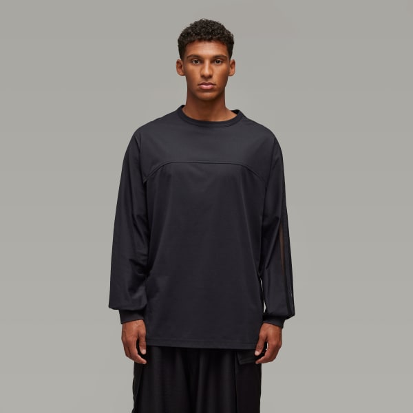 cerná Tričko Y-3 Mesh Stripes Long Sleeve
