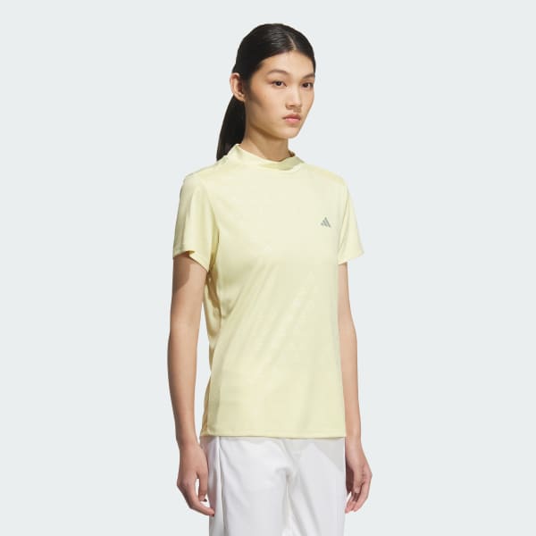 Yellow AEROREADY Deboss Mock Neck Short Sleeve Shirt