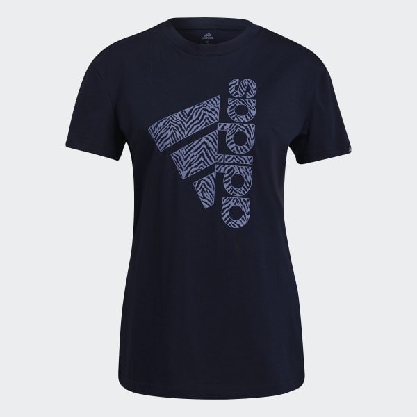 Azul Camiseta Estampada Zebra Logo