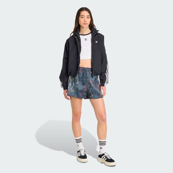 Schwarz adidas Originals Leaf Camo Print Satinshorts