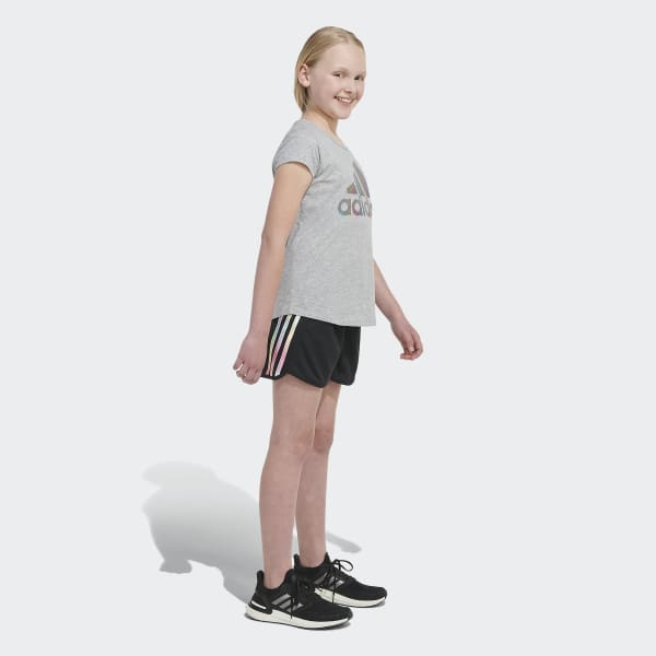 adidas Gradient Stripe Mesh Shorts (Extended Size) - Black | Kids
