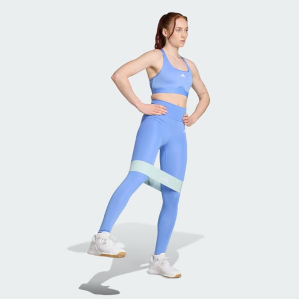 Niebieski Długie legginsy Optimé Essentials z kieszonką na drobiazgi