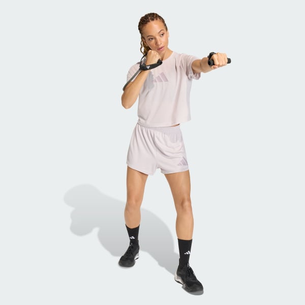 Roxo Camiseta de performance com o logotipo grande da treinando Essentials