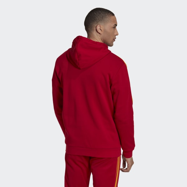 Rouge Sweat-shirt à capuche 3-Stripes E5662
