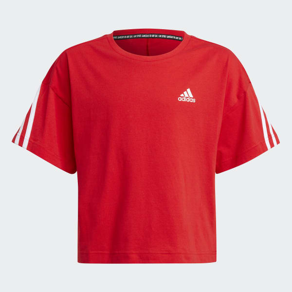 Red Organic Cotton Future Icons Sport 3-Stripes Loose T-Shirt SD029