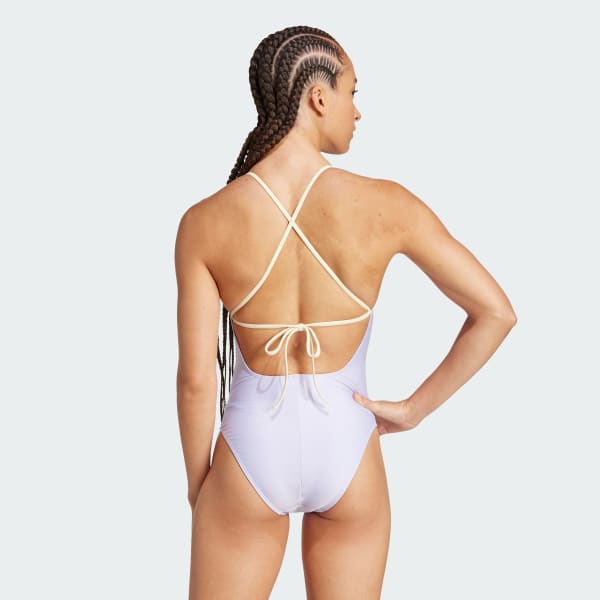 Fioletowy Strój do pływania Padded Colorblock X-Back