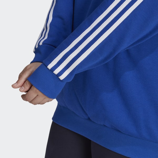 Blue Essentials 3-Stripes Fleece Sweatshirt (Plus Size) IXV17