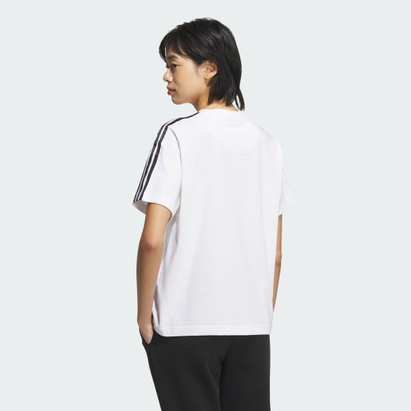 ホワイト エッセンシャルズ プラス スリーストライプス 半袖Tシャツ