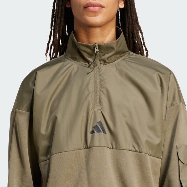 adidas City Tech Utility Half-Zip Sweatshirt - Green | Free
