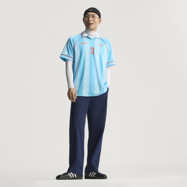 【関税・送料込み】adidas ジャカード ストライプ ジャージー アディダス ジャカード・ストライプ・ジャージー - ブルー