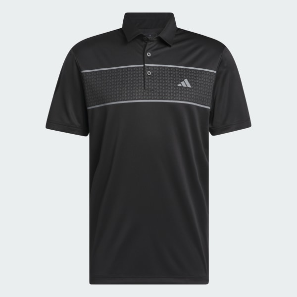 Negro Camiseta Polo con Tira en el Pecho