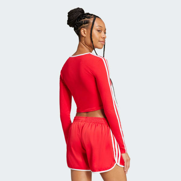 Rosso Maglia adicolor 3-Stripes Long Sleeve Crop