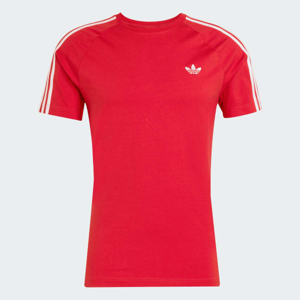สีแดง เสื้อยืดรัดรูป adidas Originals Adicolor Trefoil