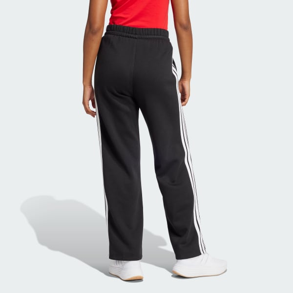 Black Essentials 3-Stripes Open-Hem Fleece Pants
