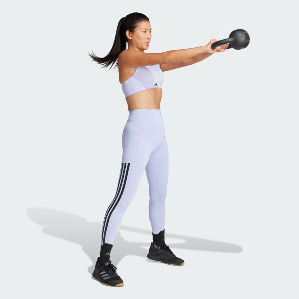 Lila Optime 3-Stripes Full-Length Tights