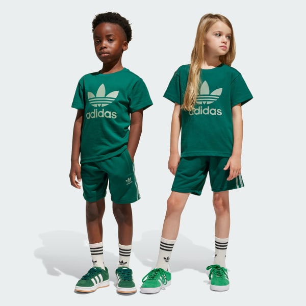 Green Adicolor Shorts Tee Set Kids