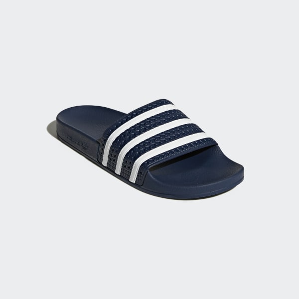 Men's adilette White and Navy Blue 