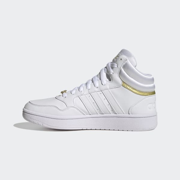 adidas Hoops 3.0 Mid Classic Gold Metallic Shoes - White | Women's ...