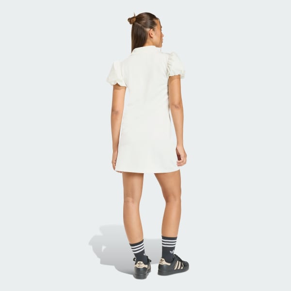 ホワイト バルーンスリーブ付きワンピース