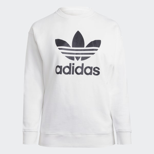 Bianco Felpa Trefoil Crew (Taglie forti) IXZ96
