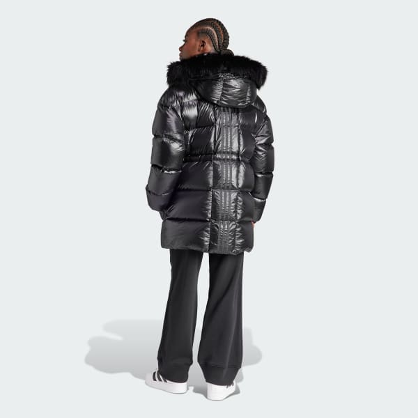 adidas Black adidas Women\'s | | - Lifestyle Fur US Long Puffed Jacket