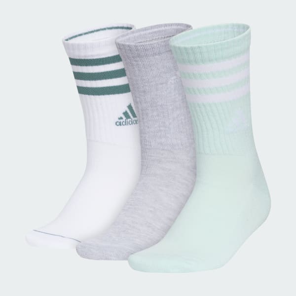White Cushioned 3-Stripes Crew Socks 3-Pack