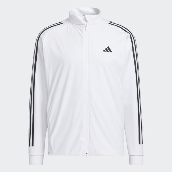 White 3-Stripes Full-Zip Sweater