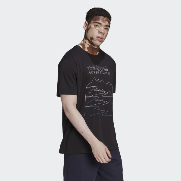Preto Camiseta adidas Adventure Mountain Front SD639