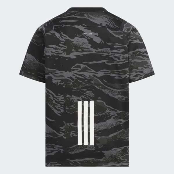 ブラック キッズ エッセンシャルズ カモ総柄プリント半袖Tシャツ