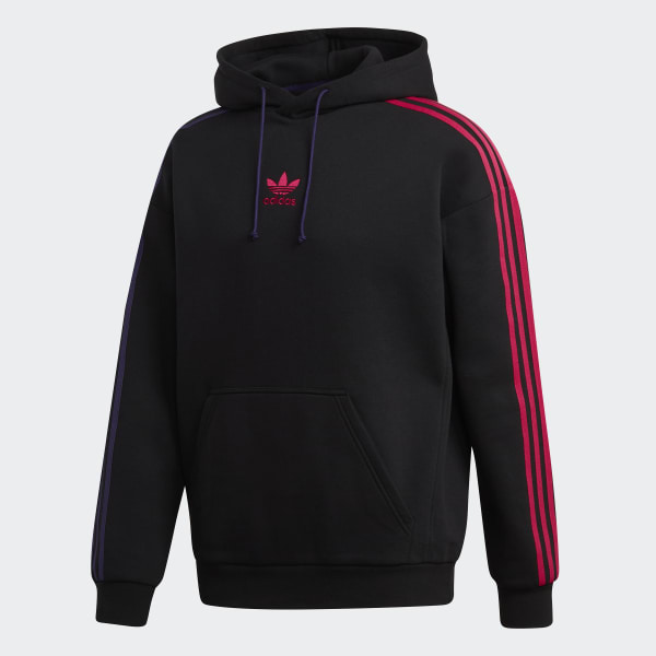 Adidas originals floating stripe hoodie in black clearance