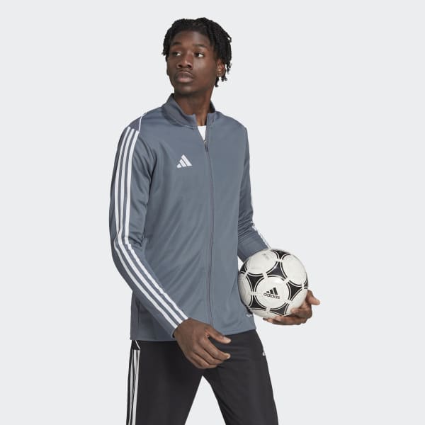 Grey adidas track top online