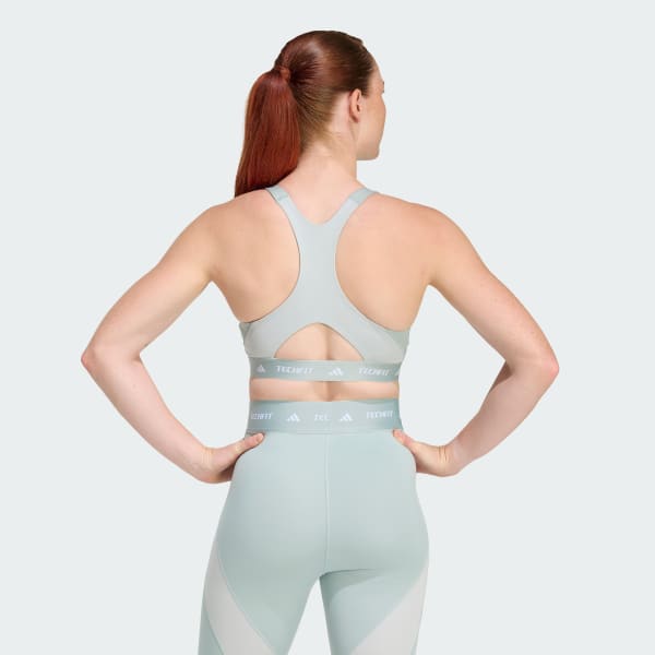 Green TECHFIT Workout Color Block Medium Support Bra