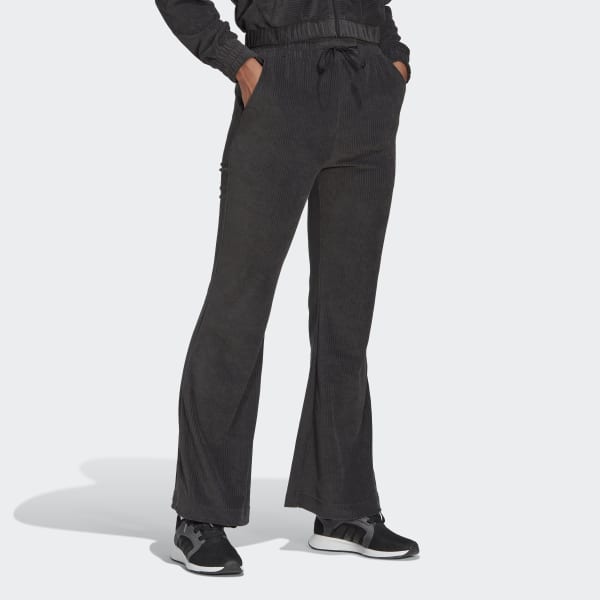 Svart Hyperglam Rib Velour Flared Leg Pants DKE22