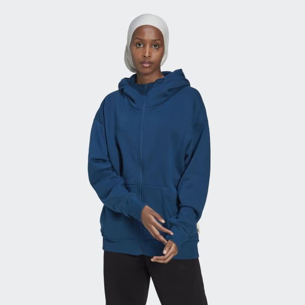 adidas Studio Fleece Full-Zip Hoodie - Blue | Lifestyle | adidas US