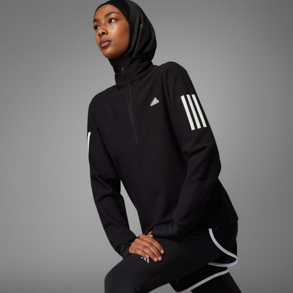 adidas Own the adidas Women\'s Running - Sweatshirt US Black Zip 1/2 Running Run | 