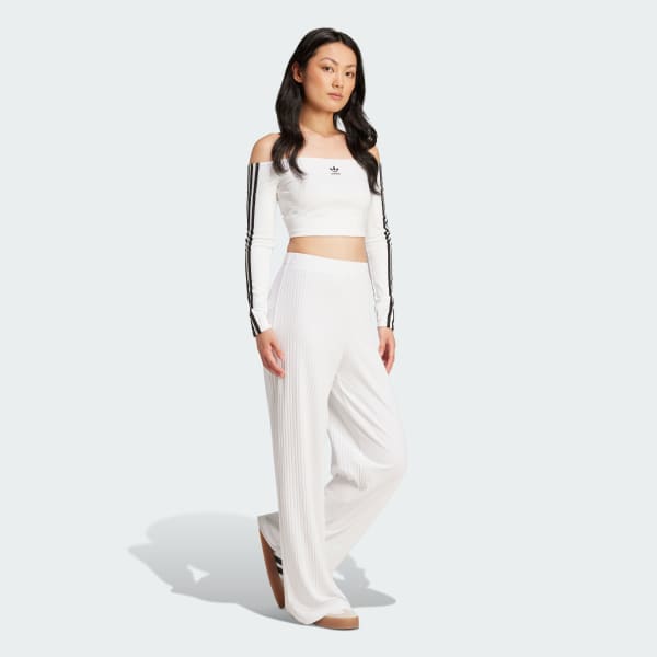 White Essentials Wide Rib Pants