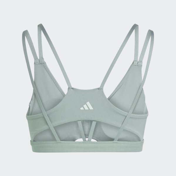 adidas Womens Yoga Studio Luxe Light-Support Sports Bra Beige XS D