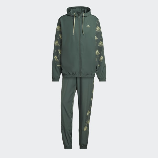 Green Woven Allover Print Tracksuit UV642
