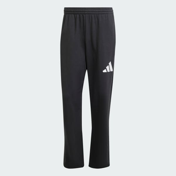 Schwarz Essentials Wide Leg 3 Bar Logo Hose