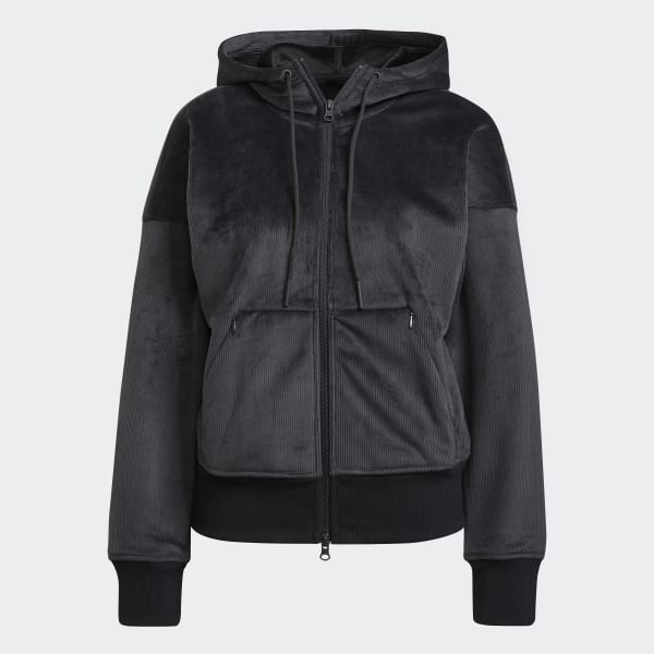 Grey adidas Sportswear Future Icons Corduroy Hoodie EKT11