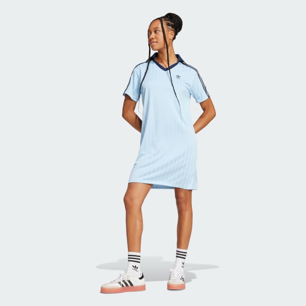 Blue Adicolor Football Jacquard V-Neck Dress